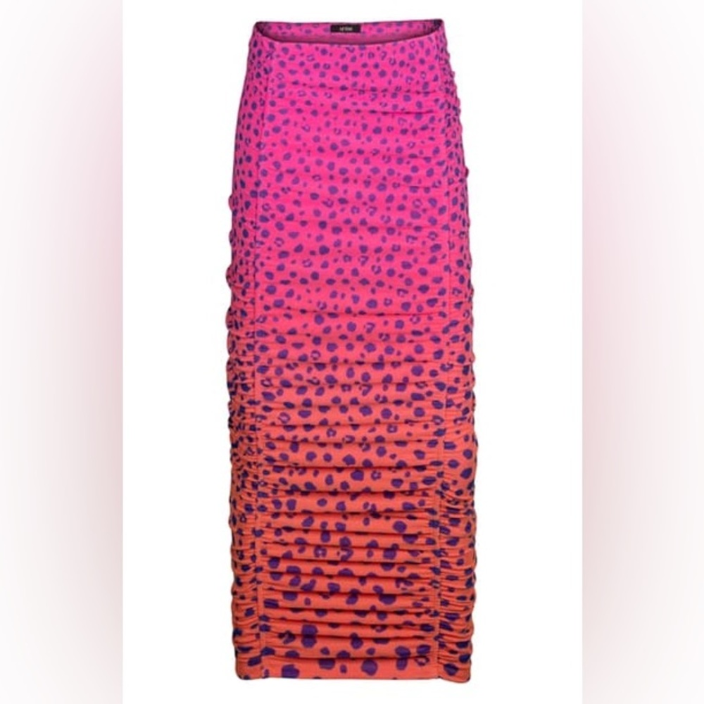 AFRM Venice Ruched Skirt in pink ombré leopard